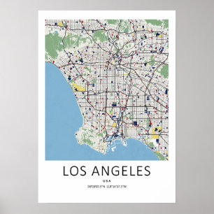 Los Angeles California Kartenposter Saubere Kart Poster