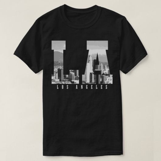 Los Angeles California LA Skyline Pride Black Whit T-Shirt (Design vorne)