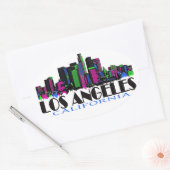 Los Angeles California Neon Skyline Ovaler Aufkleber (Umschlag)