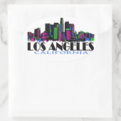 Los Angeles California Neon Skyline Ovaler Aufkleber (Tasche)