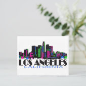 Los Angeles California Neon Skyline Postkarte (Stehend Vorderseite)