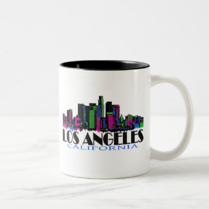 Los Angeles California Neon Skyline Zweifarbige Tasse