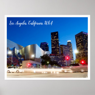 Los Angeles California Night Fotografy Downtown Poster