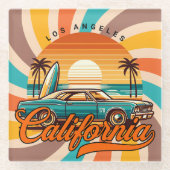 Los Angeles California Retro Glasuntersetzer (Vorderseite)