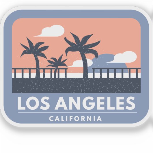 Los Angeles California Retro Skyline Design Aufkleber (Vorderseite)