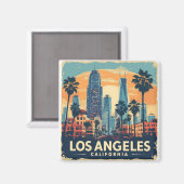 Los Angeles California Retro Travel Magnet (Vorderseite/Rückseite)