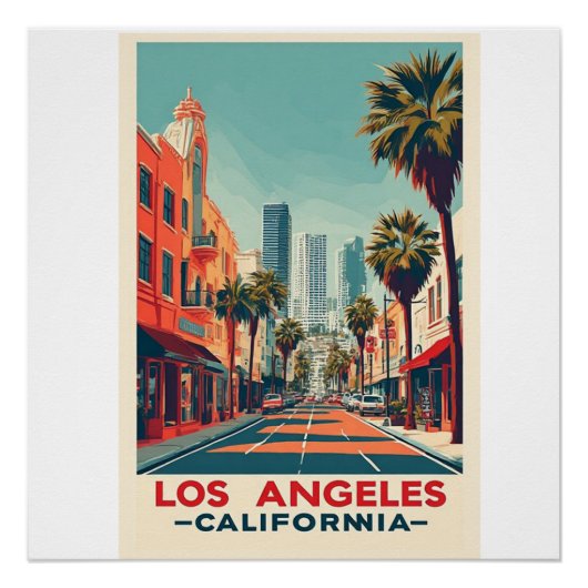 Los Angeles California Retro Travel Poster (Vorderseite)