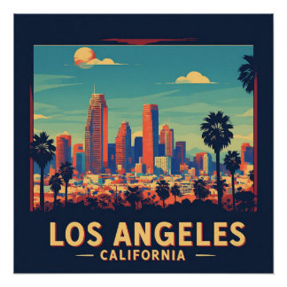 Los Angeles California Retro Travel Poster
