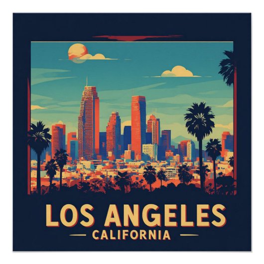 Los Angeles California Retro Travel Poster (Vorderseite)