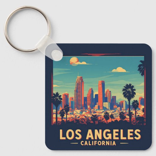 Los Angeles California Retro Travel Schlüsselanhänger (Vorderseite)