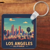 Los Angeles California Retro Travel Schlüsselanhänger (Rückseite)