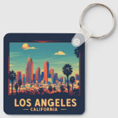 Los Angeles California Retro Travel Schlüsselanhänger (Rückseite)