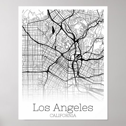 Los Angeles California Road Map Unmittelbarer Down Poster (Vorne)