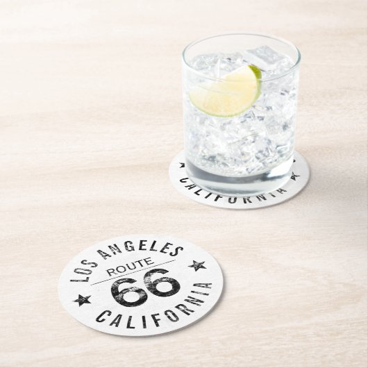 Los Angeles California Route 66 Runder Pappuntersetzer (Vor Ort)