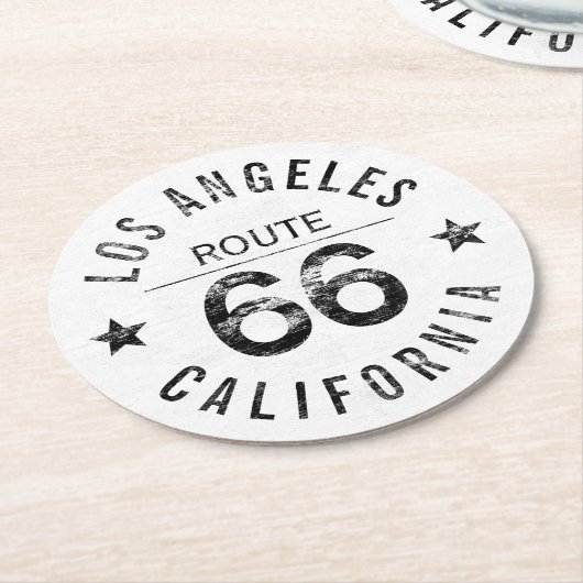 Los Angeles California Route 66 Runder Pappuntersetzer (Angewinkelt)