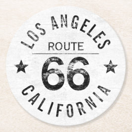 Los Angeles California Route 66 Runder Pappuntersetzer