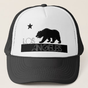 Los Angeles California Schwarz-weiß Bärenfahne Truckerkappe
