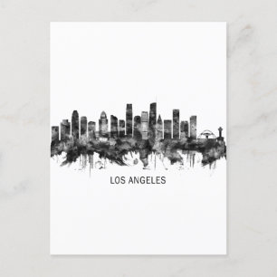Los Angeles California Skyline BW Einladungspostkarte