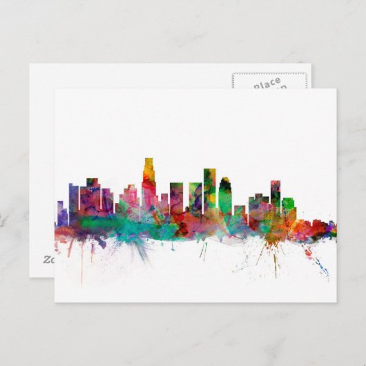 Los Angeles California Skyline Postkarte (Vorne/Hinten)