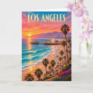 Los Angeles California Sonnenuntergang Reiseplakat Karte