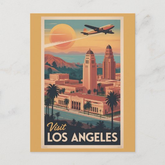 Los Angeles California Vintage City Skyline Postkarte (Vorderseite)