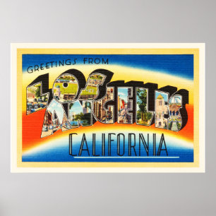 Los Angeles California Vintage Reiseführer von Mar Poster