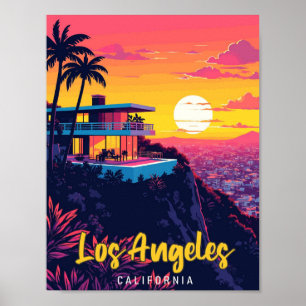 Los Angeles California Vintage Travel Illustration Poster