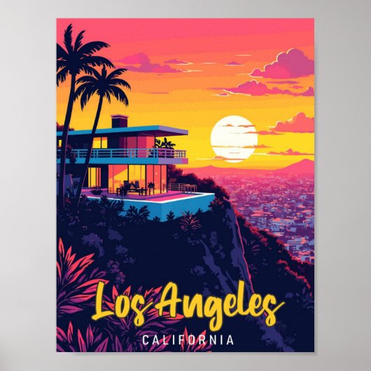 Los Angeles California Vintage Travel Illustration Poster (Vorne)