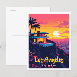 Los Angeles California Vintage Travel Illustration Postkarte