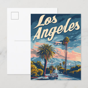 Los Angeles California Vintage Travel Illustration Postkarte