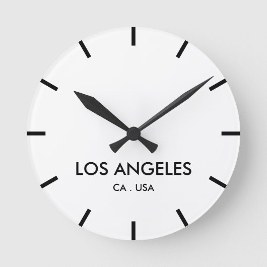 Los Angeles California Zeitzone minimalistisch Runde Wanduhr (Vorderseite)