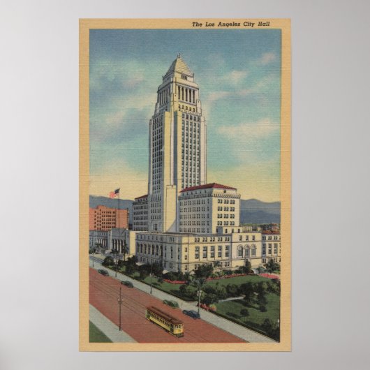 Los Angeles, CAView of City Hall and Cable Car Poster (Vorne)