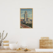 Los Angeles, CAView of City Hall and Cable Car Poster (Küche)