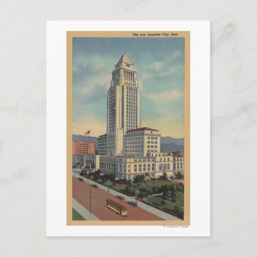 Los Angeles, CAView of City Hall and Cable Car Postkarte (Vorderseite)