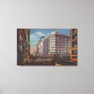 Los Angeles, CAView von Warner Bros. auf der 7th S Leinwanddruck