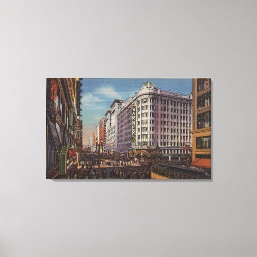 Los Angeles, CAView von Warner Bros. auf der 7th S Leinwanddruck (Vorderseite)