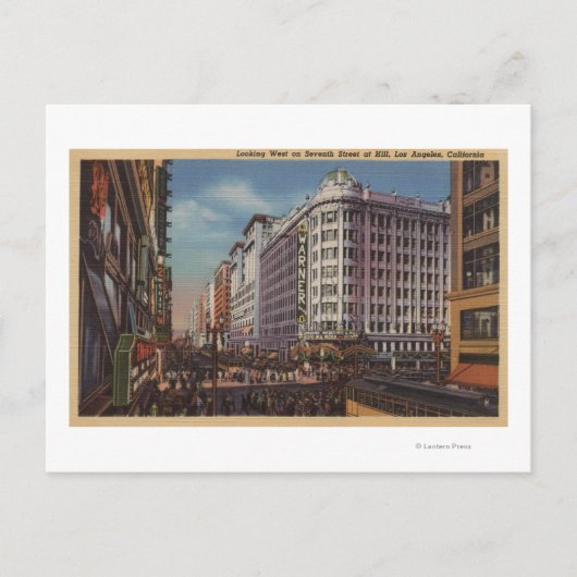 Los Angeles, CAView von Warner Bros. auf der 7th S Postkarte (Vorderseite)
