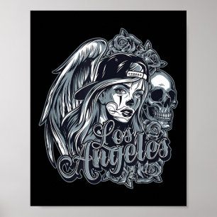 Los Angeles Chicana Design mit Skulls Rose und ein Poster