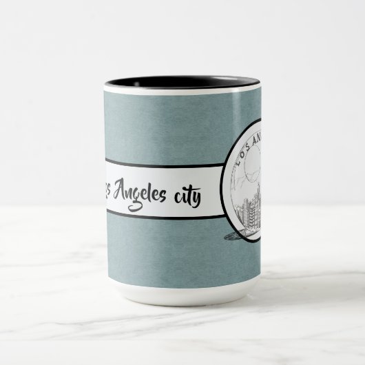 Los Angeles City Elegant Black Gray Ringer 15oz Tasse (Zentrum)