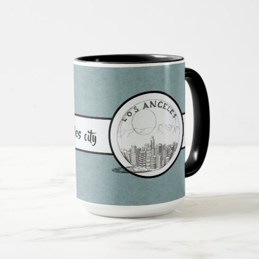 Los Angeles City Elegant Black Gray Ringer 15oz Tasse (VorderseiteRechts)