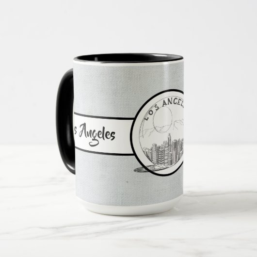 Los Angeles City Elegante Leinen Ringer 15oz Tasse (Vorderseite Links)