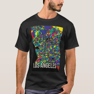 Los Angeles City Map - Abstrakte Kunstdruckerei T-Shirt