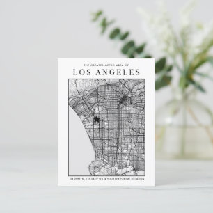 Los Angeles City Map + Location Marker Postkarte