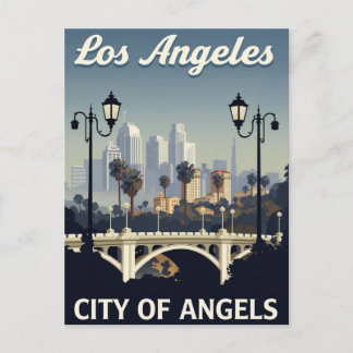 Los Angeles City of Angels Vintage-Kunst Postkarte
