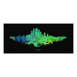Los Angeles City Skyline - Lime Green Blue Fotodruck