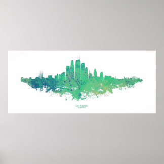 Los Angeles City Skyline - Minze Green Poster