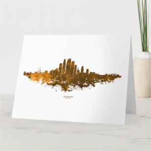 Los Angeles City Skyline - Orange Dankeskarte