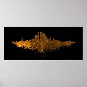 Los Angeles City Skyline - Orange Poster