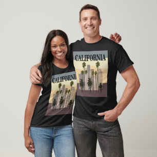 Los Angeles Cityscape Sonnenuntergang Palmen Kalif T-Shirt