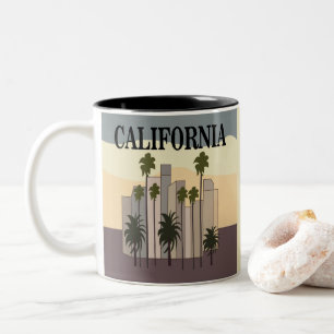 Los Angeles Cityscape Sonnenuntergang Palmen Kalif Zweifarbige Tasse